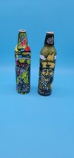 Lot Of 2 Mountain Dew Aluminum 9 1/2" Bottle Green Label Art Bottles.