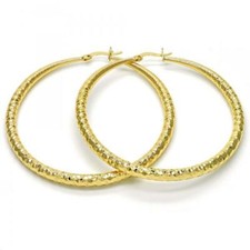 Women 4mm 14K Gold Filled Diamond Cut Medium Large Round Hoop Earrings 50mm 60mm