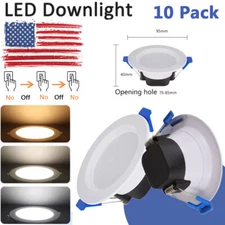 10Pack 7W Dimmable Three Color LED Recessed Downlight Spotlight Ceiling Light US