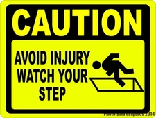 Caution Avoid Injury Watch Your Step Sign. Size Options. Business Work Safety 
