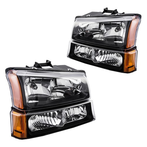 Headlights+Bumper Signal Lamps For 2003-2006 Chevy Silverado Avalanche 1500 2500 - Picture 5 of 12