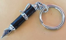 Novelty Mini Black Fountain Pen Shaped Keyring 5cm Length UK seller Free P&P