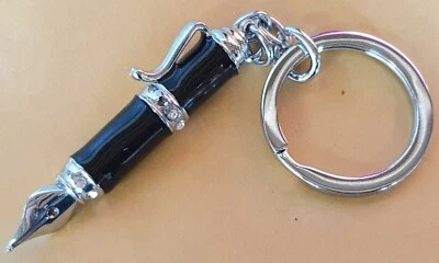 Novelty Mini Black Fountain Pen Shaped Keyring 5cm Length UK seller Free P&P - Image 1 of 4