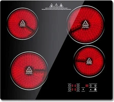 KADORER 24" in Electric Cooktop 4 burner Electric Ceramic Stove  220V-240V 6000W