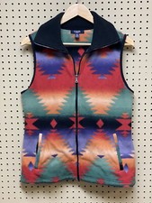 Chaps Sport Ralph Lauren Women Sz M Fleece Vest Red Green Aztec Zip Southwestern