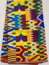KENTE PRINT African Wax Print,Ankara Wax Print,Sell by 6 yards,100 Cotton