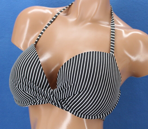 Shade & Shore Striped Underwire Lined Halter Bikini Top Size 36D #E8672 - Picture 1 of 6