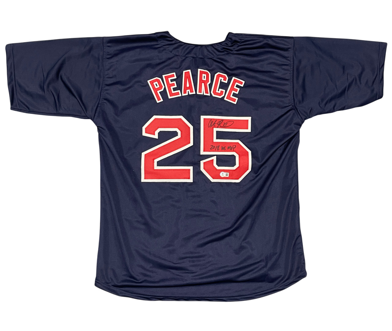 Steve Pearce Signed Red Sox Custom Jersey w/ 2018 WS MVP Beckett Witness BAS COA