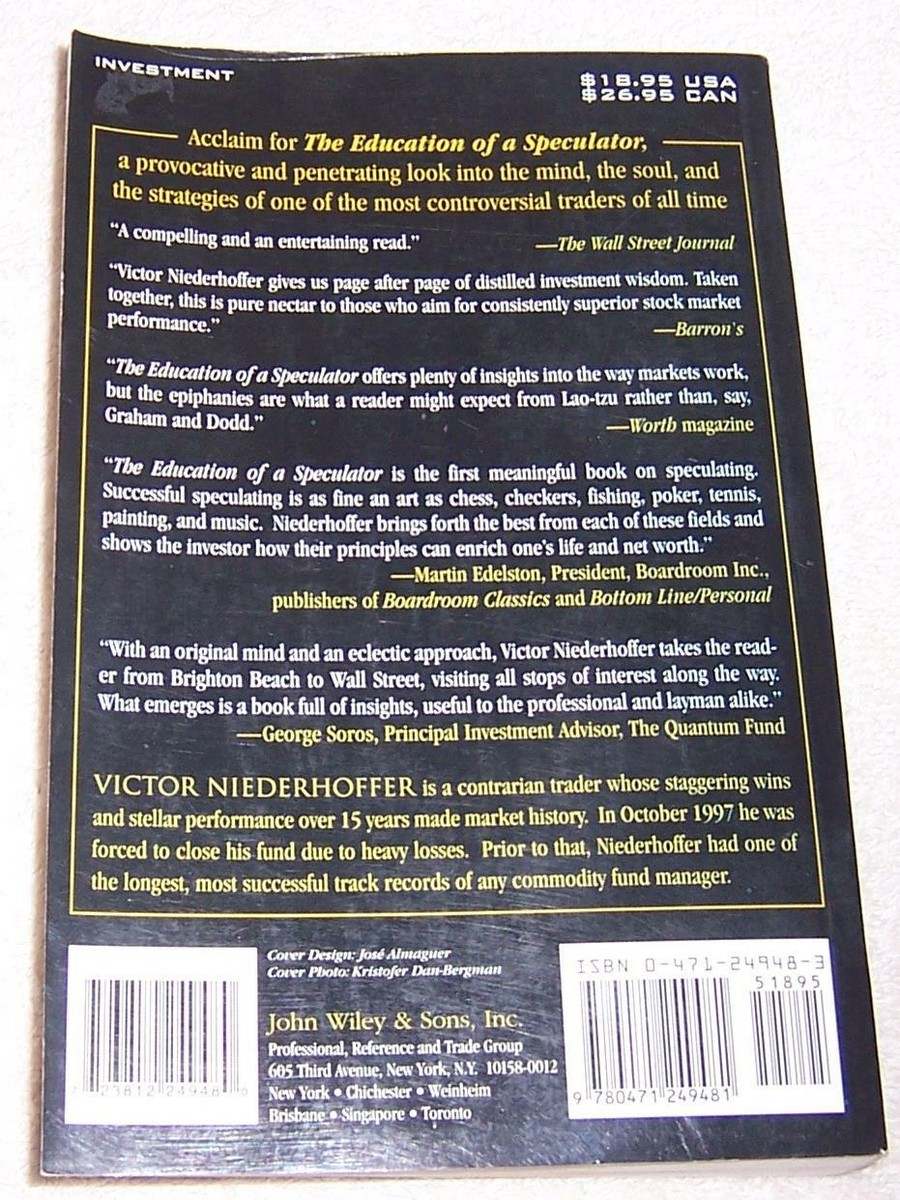The Education of a Speculator Victor Niederhoffer pb 9780471249481