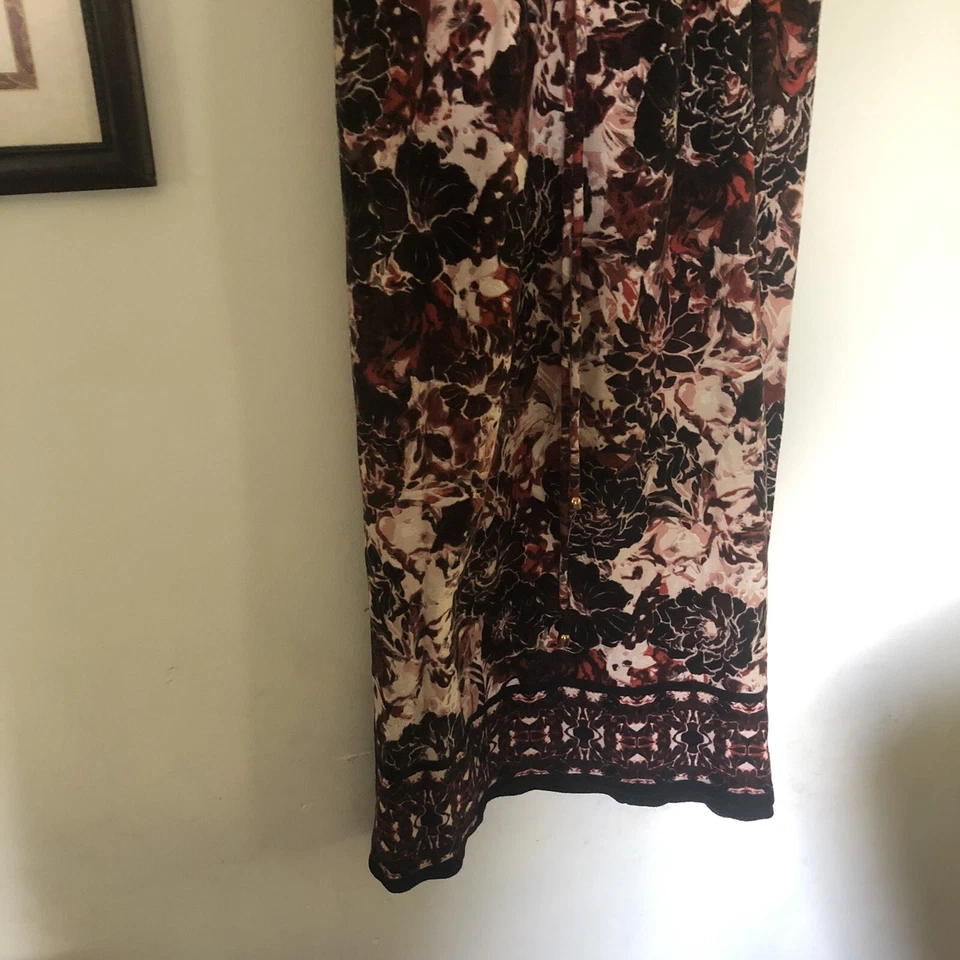 Maxi Vestido Haani Negro Rojo Floral Tejido Corbata Cintura Talla PL A942 Foto 3 de 4