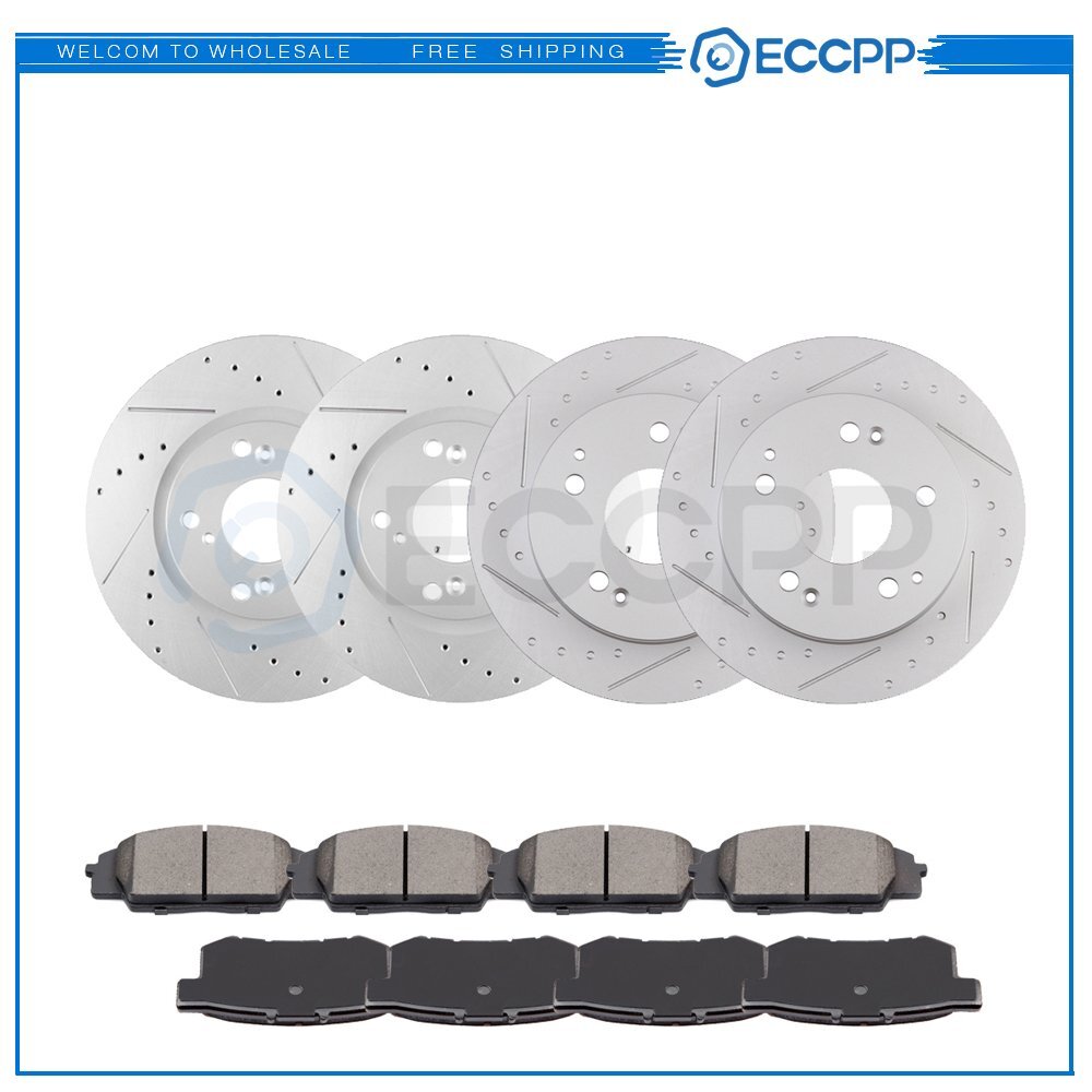 Front Rear Rotors And Ceramic Brake Pads For Acura RSX 2002 2003 2004