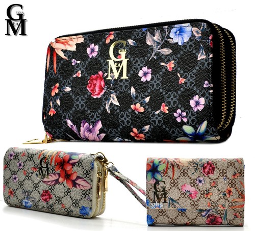 Portafoglio donna fantasia grande tessere carte credito cerniera zip  portamonete | eBay