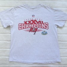 NFL Super Bowl Tampa Bay Buccaneers T-Shirt Men's XXXVII Large Gray 2003