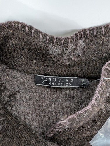 Peruvian Connection Kimolos Mock Neck Alpaca Wool Coat Jacket Medium Gray Brown - Picture 5 of 16