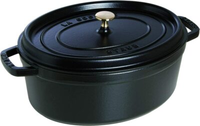 STAUB 7 Quart ovale Kasserolle Cocotte 33 cm 17,65 Liter schwarz