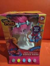 New TROLLS Poppy PAINT-YOUR-OWN PIGGY BANK 2016*Sealed*dried up paints*