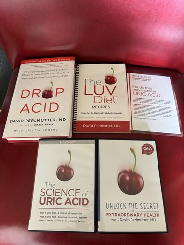 David Perlmutter Drop Acid Luv Diet Book + DVD Science Of Uric Acid Health Lot - Picture 2 of 7