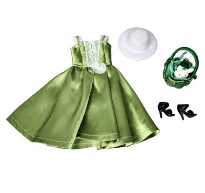 White Hat Easter Bunny Basket Green Dress Outfit Fits 11.5-12'' Fashion Doll 1:6