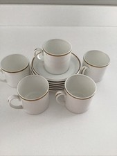 Sutherland Fine Bone China Coffee Cups X 5 White With Gold Rim