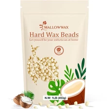 Mallowwax Hard Wax Beads 1lb Cream Wax Beans for Hair Removal Waxing Beads Re...