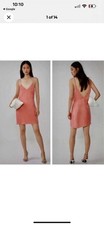 Zara Fillsens Peach Pearlescent Milkmaid Slip Dress Sexy V Back Blogger Fav XL