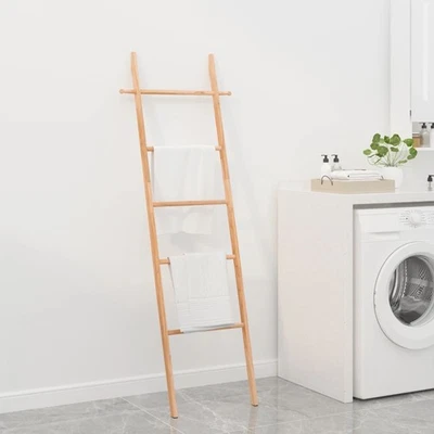 Échelle à Serviettes Porte-Serviettes Salle de Bain Bois Massif de Noyer vidaXL - Photo 1/4