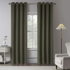 Keqiaosuocai Olive Green 100 Blackout Linen Curtains 90 Inches Long 2 Panels