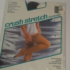 Woolworth Crush Stretch Stockings 2 Pack Black Vintage 100-160 Pounds 5  2-5  11