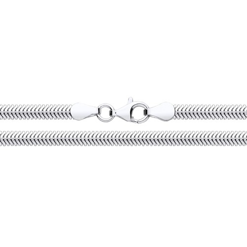 925 Sterling Silver 3.4mm Chevron Flat Snake Chain Necklace - Sizes 16 "18" 20"