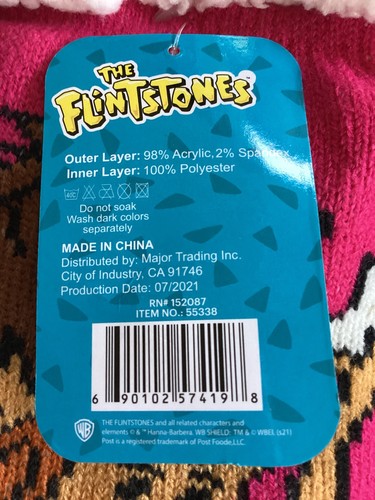 The Flintstones Wilma & Betty Women's Soft Warm Non-Slip Sherpa Lined Socks New - Picture 6 of 7
