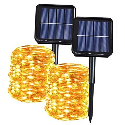 39.4 FT 100 LED Solar-Powered Waterproof Fairy Lights for Outdoor Decor