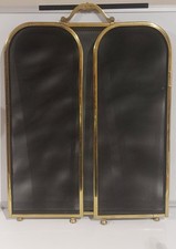 Vintage Brass Folding Fire Guard Screen 3 Panel Mesh Fireplace Spark Guard