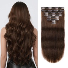 Jiameisi Clip in Hair Extensions 14inch 120g 8pcs 4 Medium Brown Natural