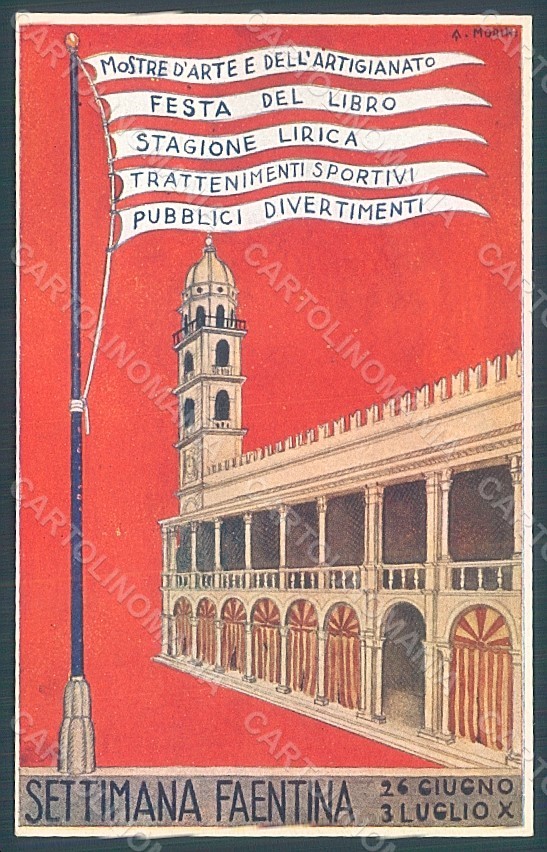 Cartolina Artista Firmata Morini Faenza Settimana Faentina Expo 1932 HR2064