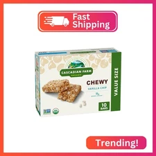 Cascadian Farm Organic Vanilla Chip Chewy Granola Bars, Value Size, 10 Bars, 12.