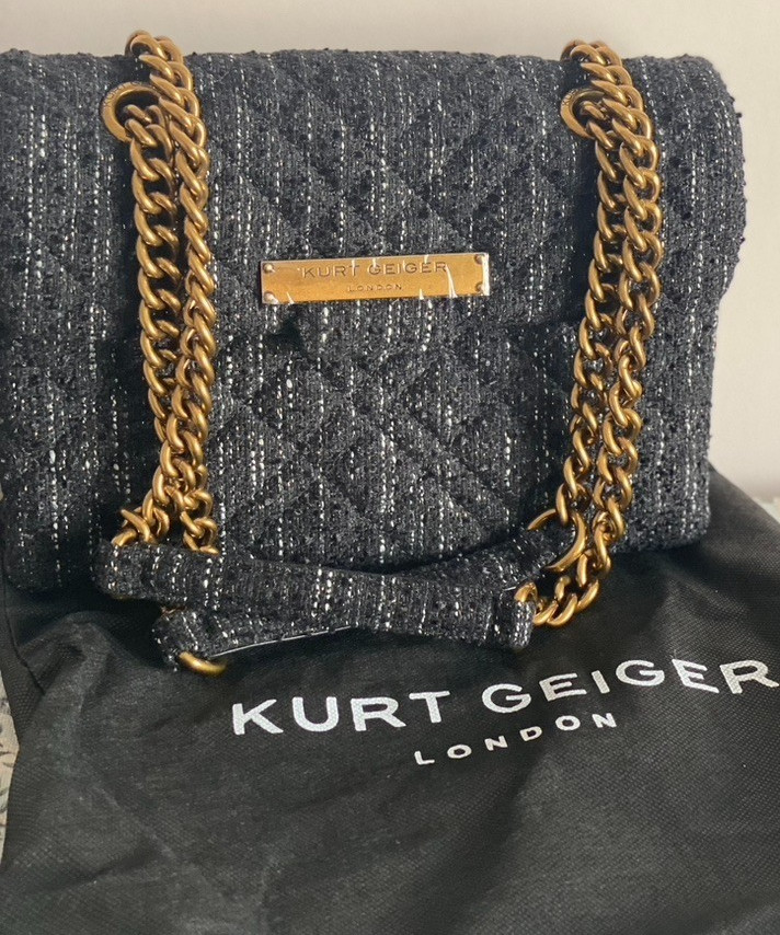 Kurt Geiger Tweed Fabric Mini Brixton Bag Excellent Condition RRP £189 Free 🚚
