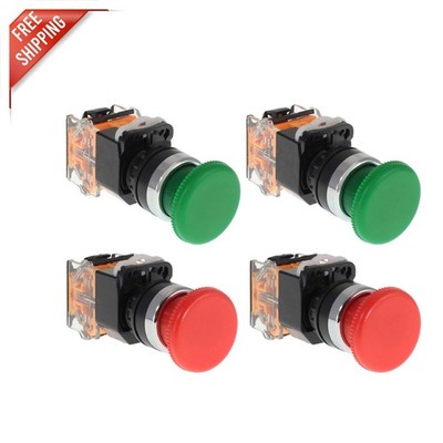 Industrial Quality 22mm Push Button Switches - Red & Green for Emergency Stops