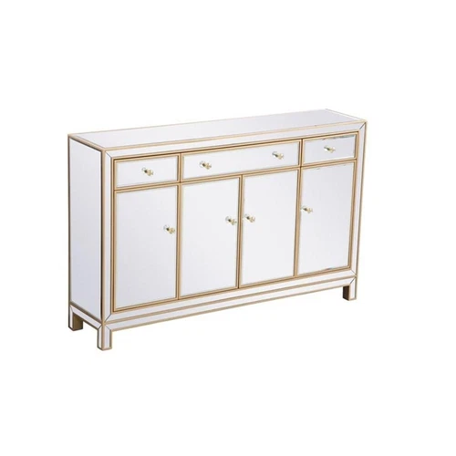 Elegant Decor Reflexion 56" Transitional MDF and Metal Mirrored Credenza in Gold - Picture 4 of 8