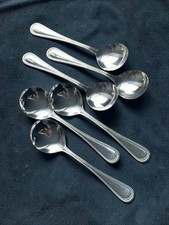 Vintage Viners Silver Plated Round Soup Spoons Set of 6 Bead Pattern