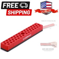 1/4" Hex Bit Organizer with Magnetic Base - Red, 43 Hole Bit Organizer with S...