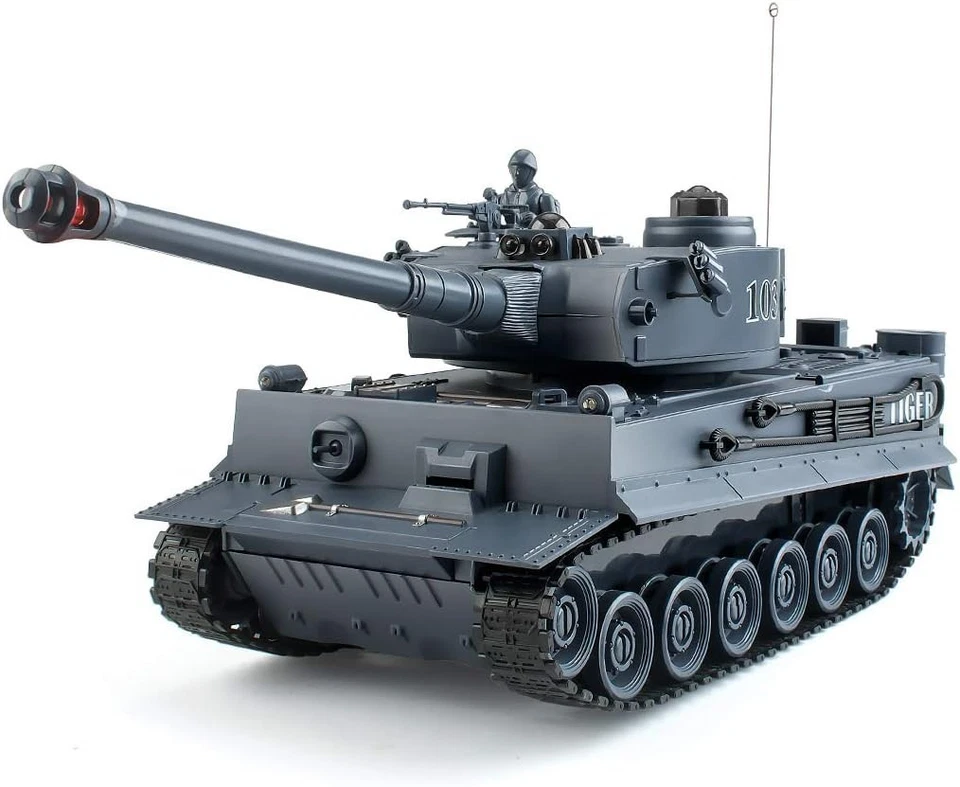 1:28 Gray Tiger Tank Toy for Kids, Remote Control - Image 3 of 4