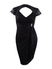 Betsy & Adam Women's Embellished Open-Back Sheath Dress (14, Black)