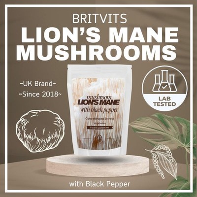 Löwenmähnenpilz mit schwarzem Pfeffer x 30 Tabletten ohne Panikattacke BritVits