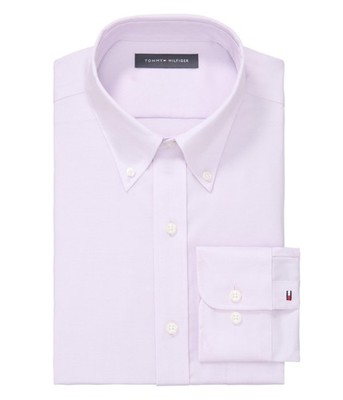 Tommy Hilfiger Mens The Flex Stretch Button Down Dress Shirt, purple, 16 Neck