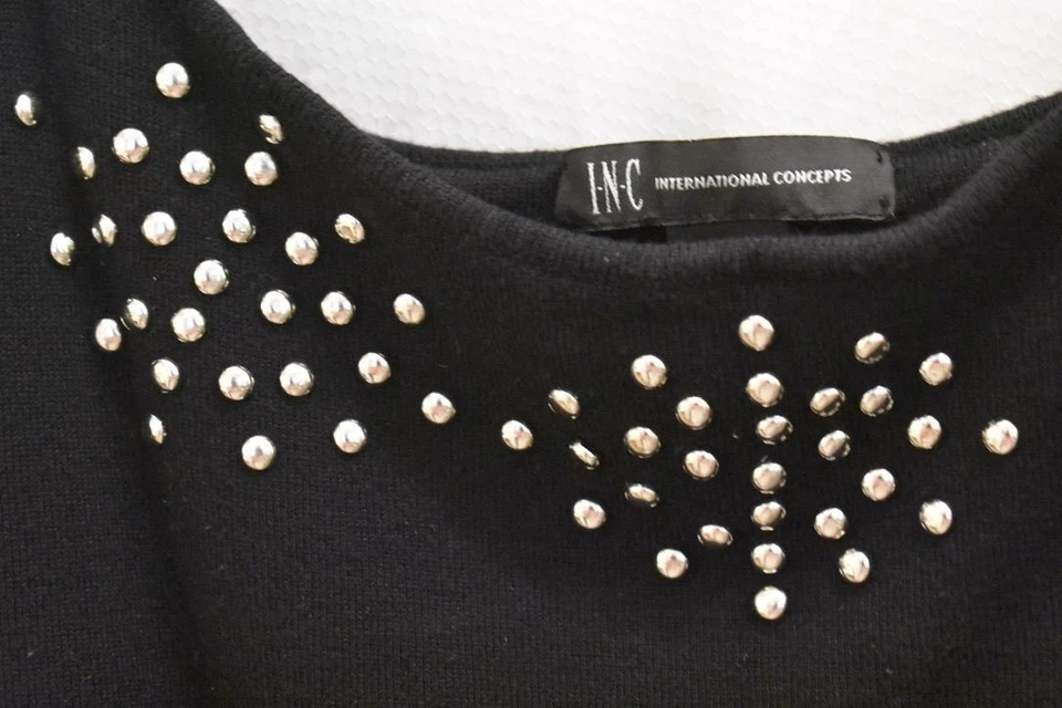 Suéter Cami negro I.N.C para mujer con tachuelas plateadas talla XL Foto 2 de 4