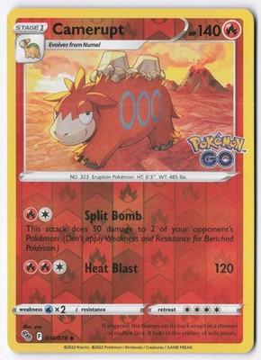 Camerupt Reverse Holofoil Uncommon Pokemon GO 014/078 NM