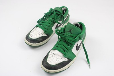Nike Jordan 1 Low Pine Green White Black Leather Flat Lace Up Sneakers Size 41