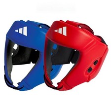 adidas Official World Boxing Approved Head Guard Sparring Leather Pro Red Blue