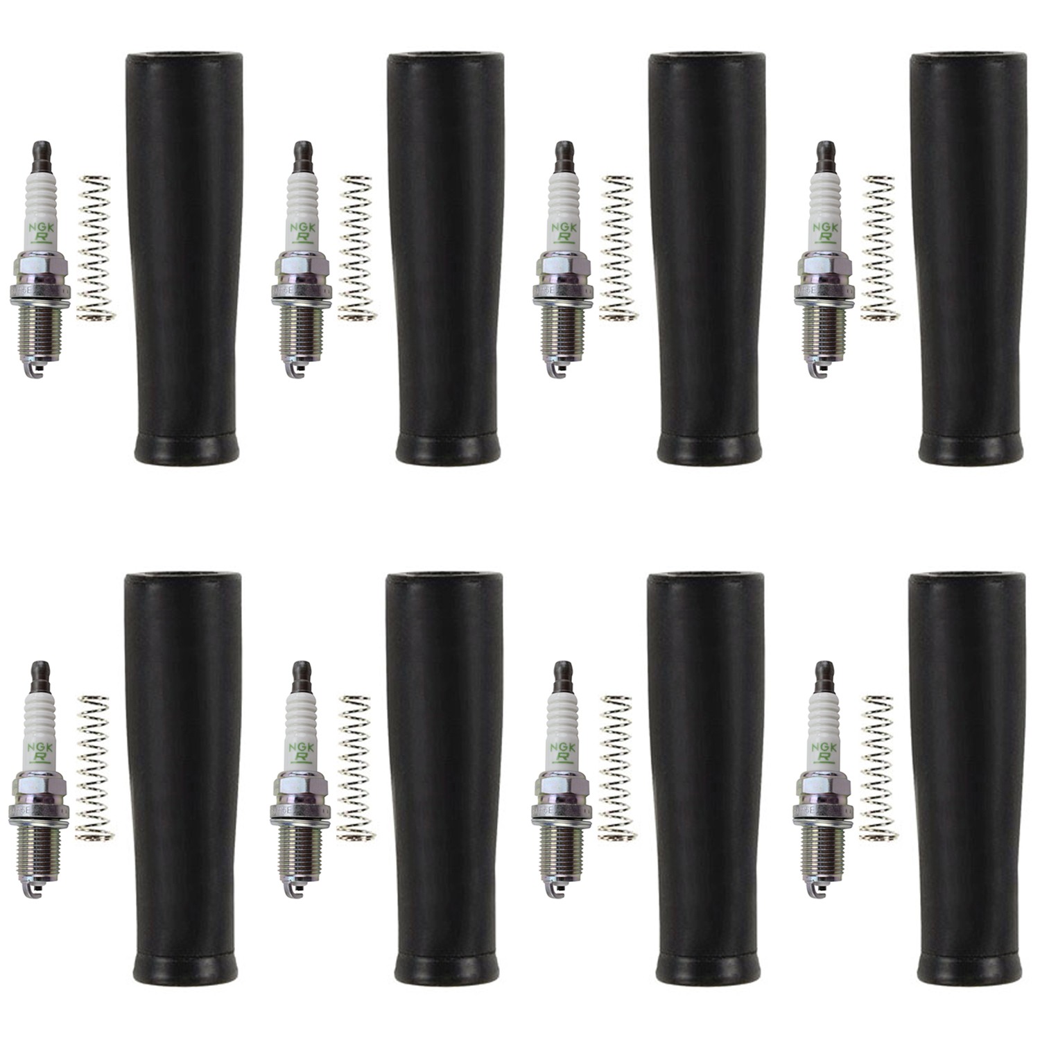 NGK 8 V-Power Spark Plugs  Denso Coil Boots Kit for Vanden Plas XK8 XKR 4L V8