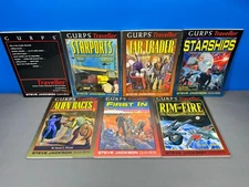 GURPS TRAVELLER LOT OF 7 BOOK BOOKS STEVE JACKSON GAMES ALIEN STARSHIPS RIM FIRE
